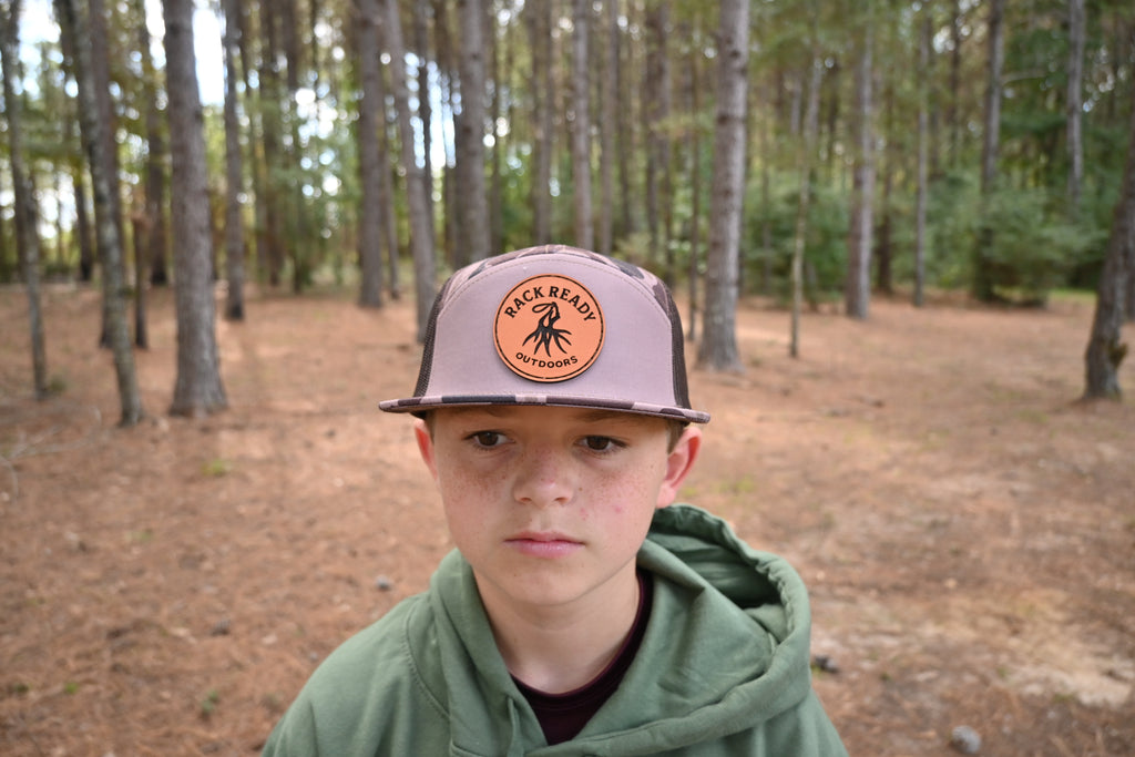 Leather patch Hat Richardson 7 panel 168-LP Bark Duck Camo