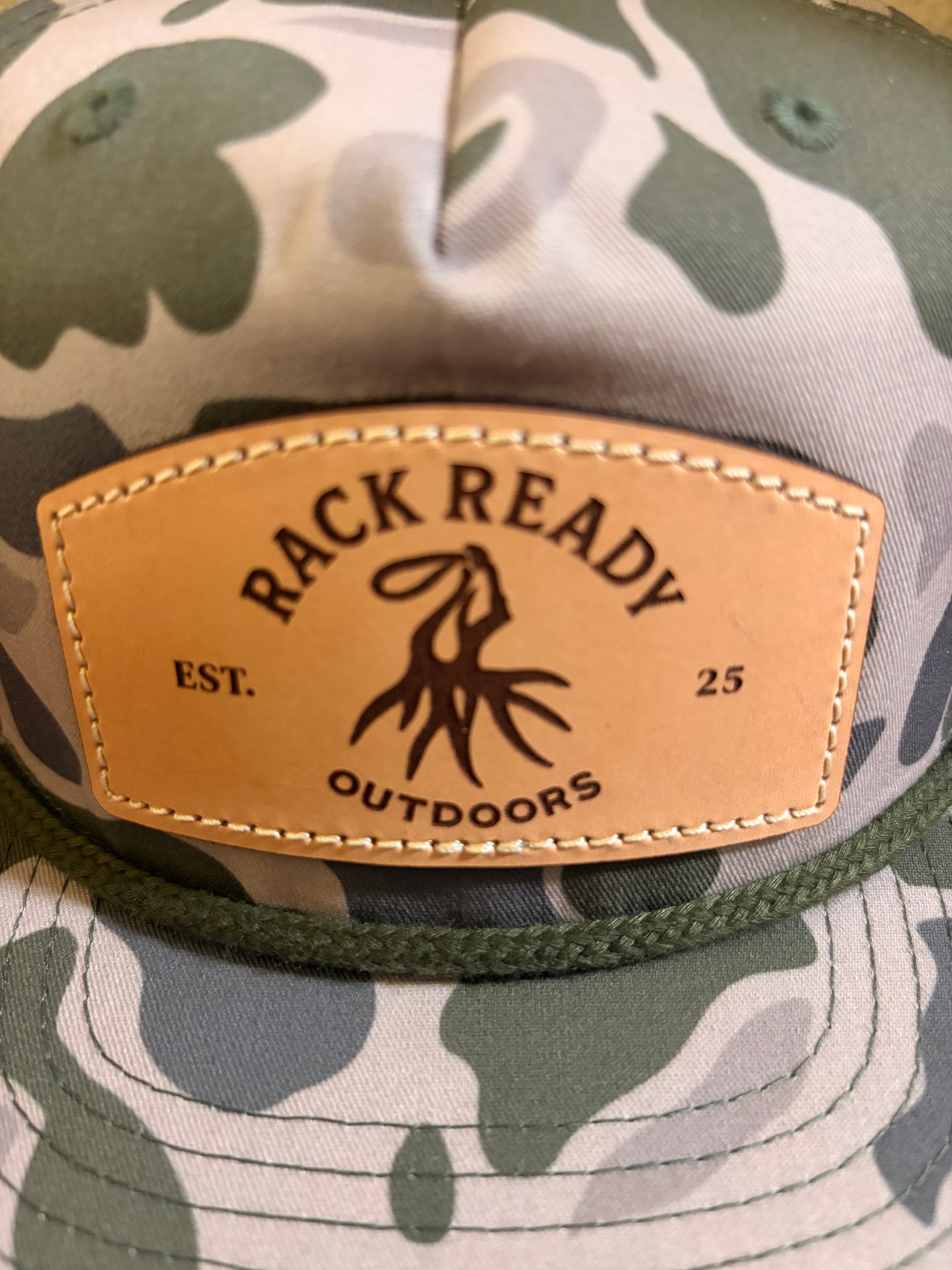 Leather Patch Hat - Marsh Duck Camo w/ Army Olive Rope